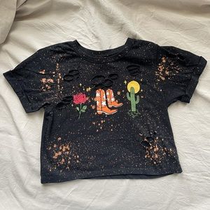 Western cowgirl bleached distressed graphic tee shirt